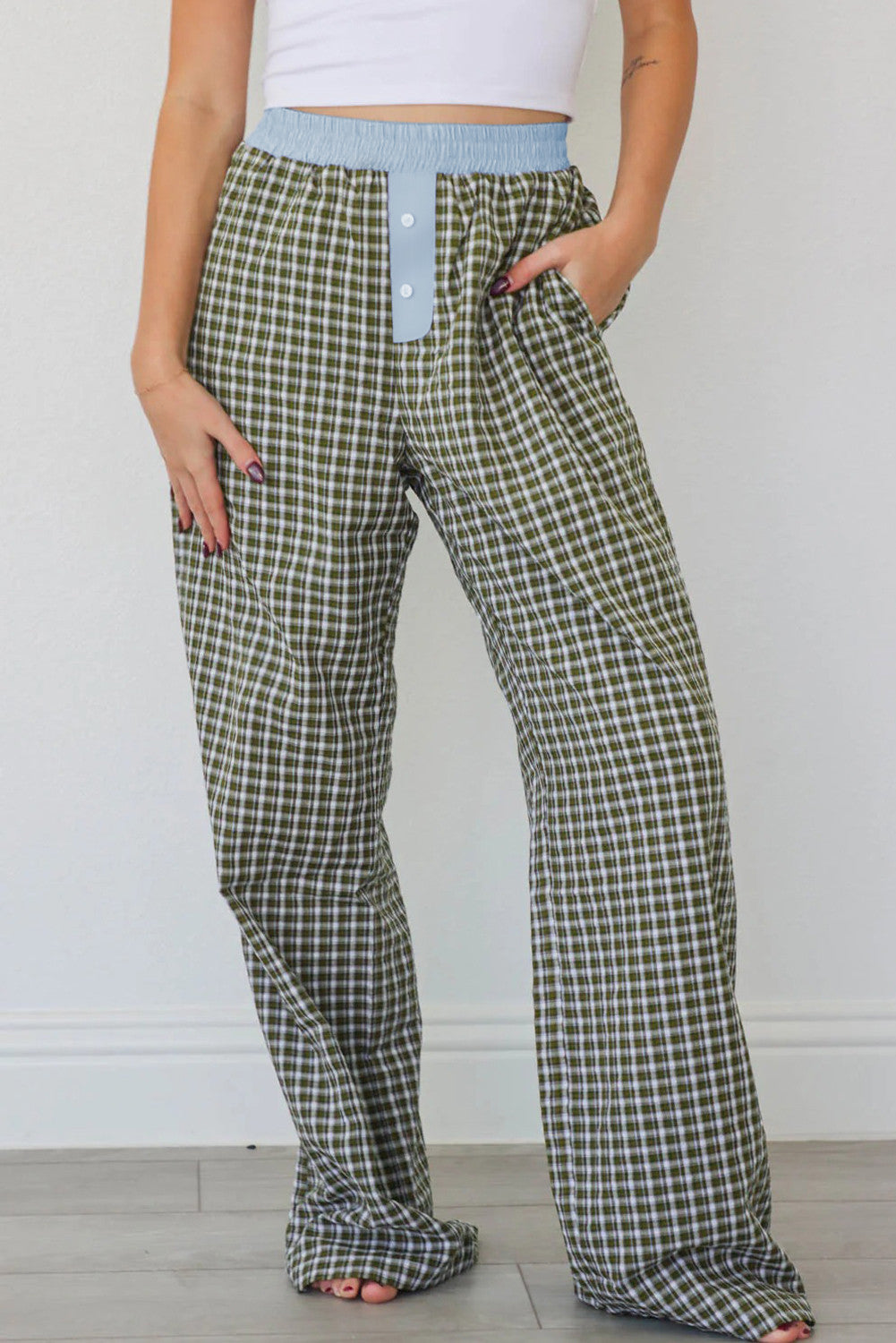 Brown Gingham Pants