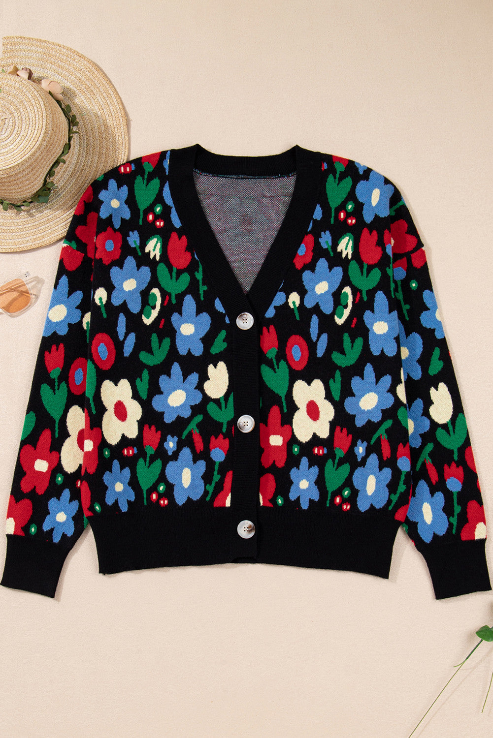Black Floral Cardigan