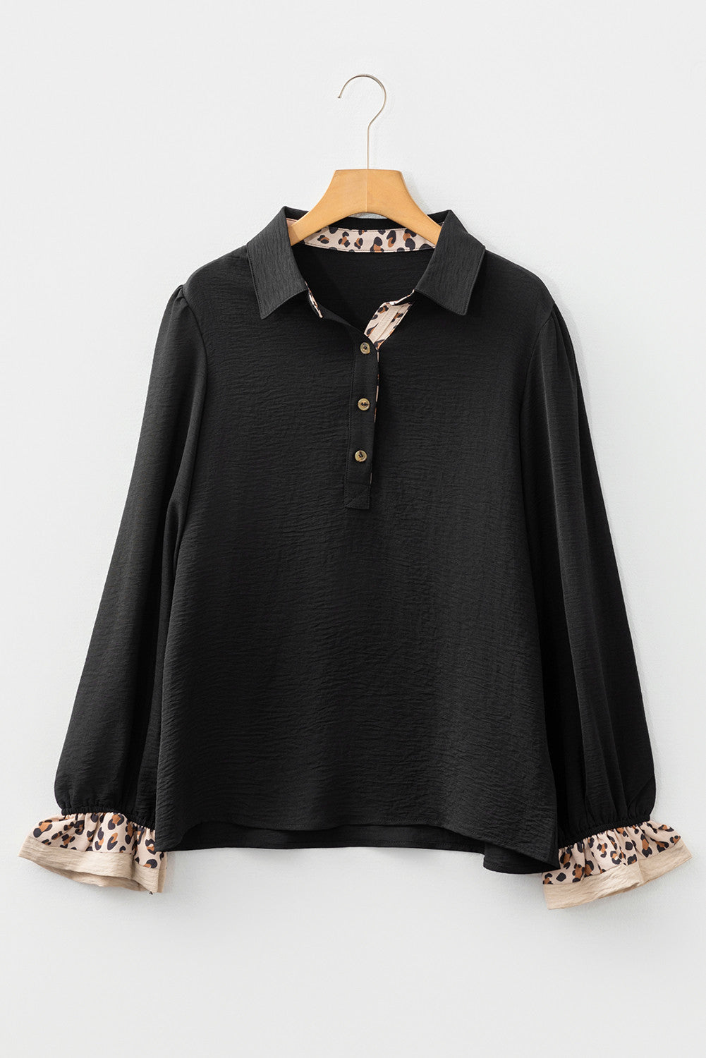 Black Leopard Collar Blouse