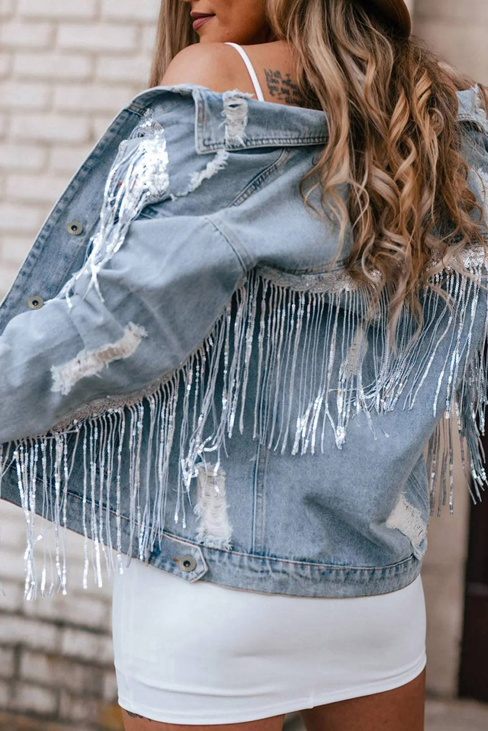 Sequin Fringe Denim Jacket