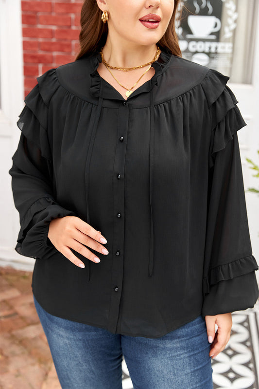 Black Ruffle Plus Top