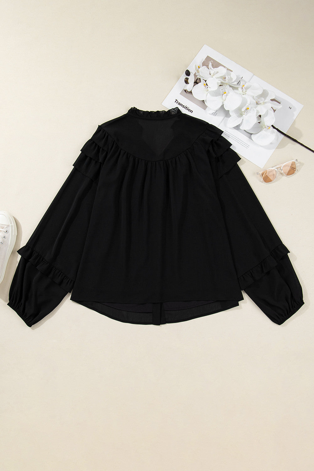 Black Ruffle Plus Top