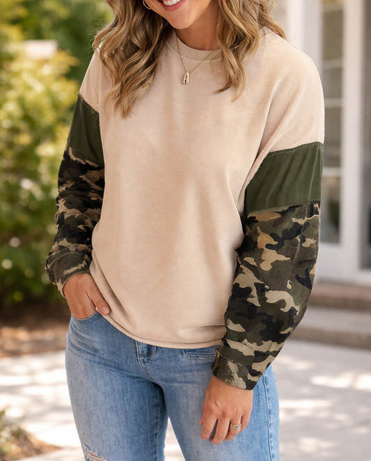 Camo Sleeve Plus Sweatshirt