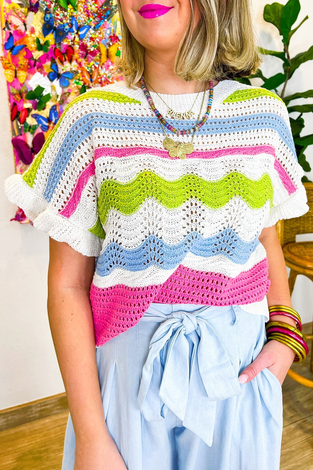 Striped Crochet Top