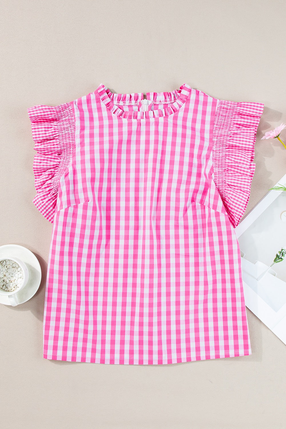 Pink Plaid Blouse