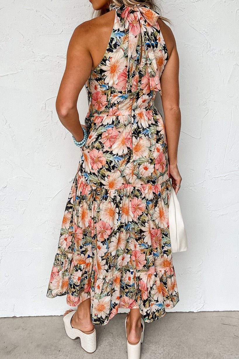 Black Floral Halter Maxi