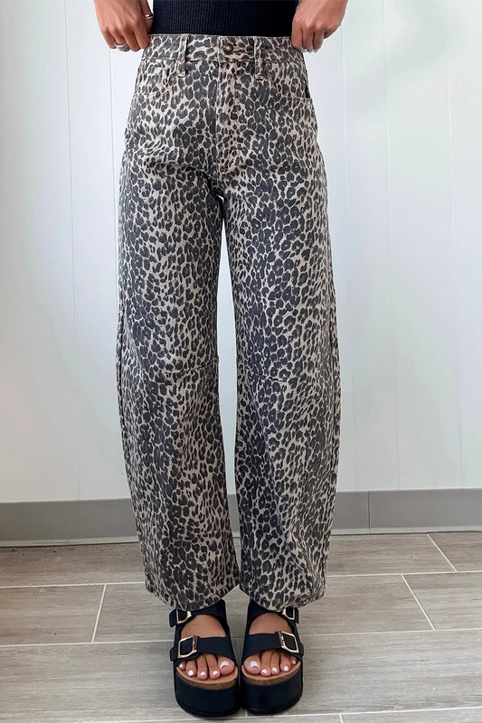 Leopard Barrel Jeans