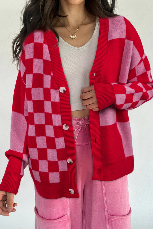Red Mixed Cardigan