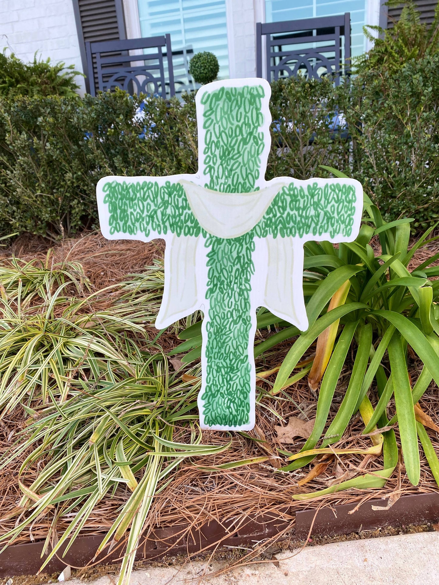 Watercolor Boxwood Easter Cross