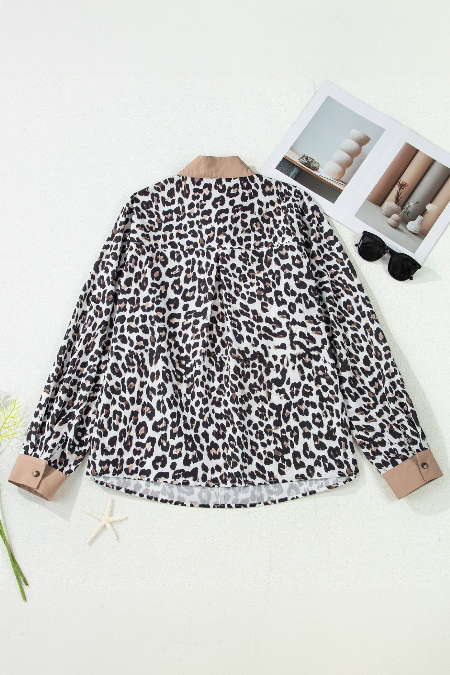 Leopard Split Neck Plus Blouse